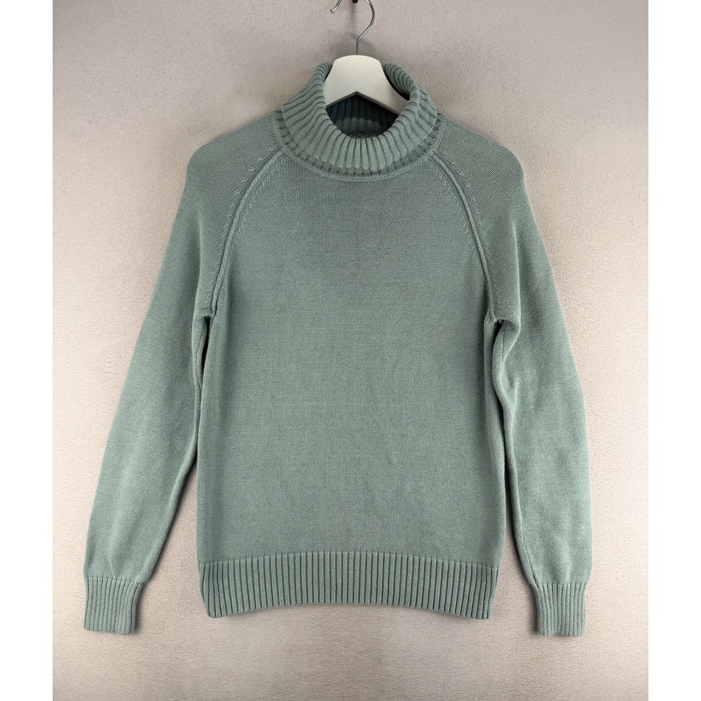 Jeanne Pierre Women's Sz M Mint Green Knit Pullover Sweater Turtleneck Cotton